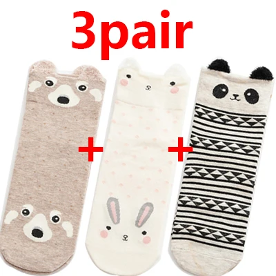 3pair 1 пара, милые женские Носки с рисунком, женские хлопковые носки, короткие Повседневные Дышащие носки, Meias Chaussettes Femmes Sokken Vrouwen - Цвет: 3pair