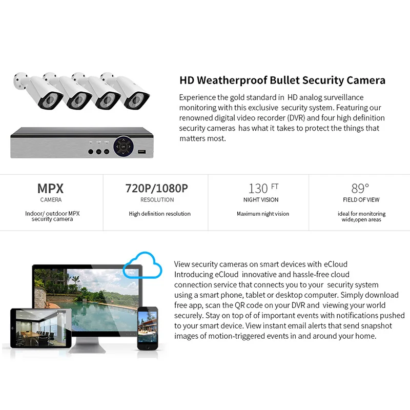 4CH 1080 P AHD комплект видеонаблюдения Камера Системы DVR безопасности дома видео