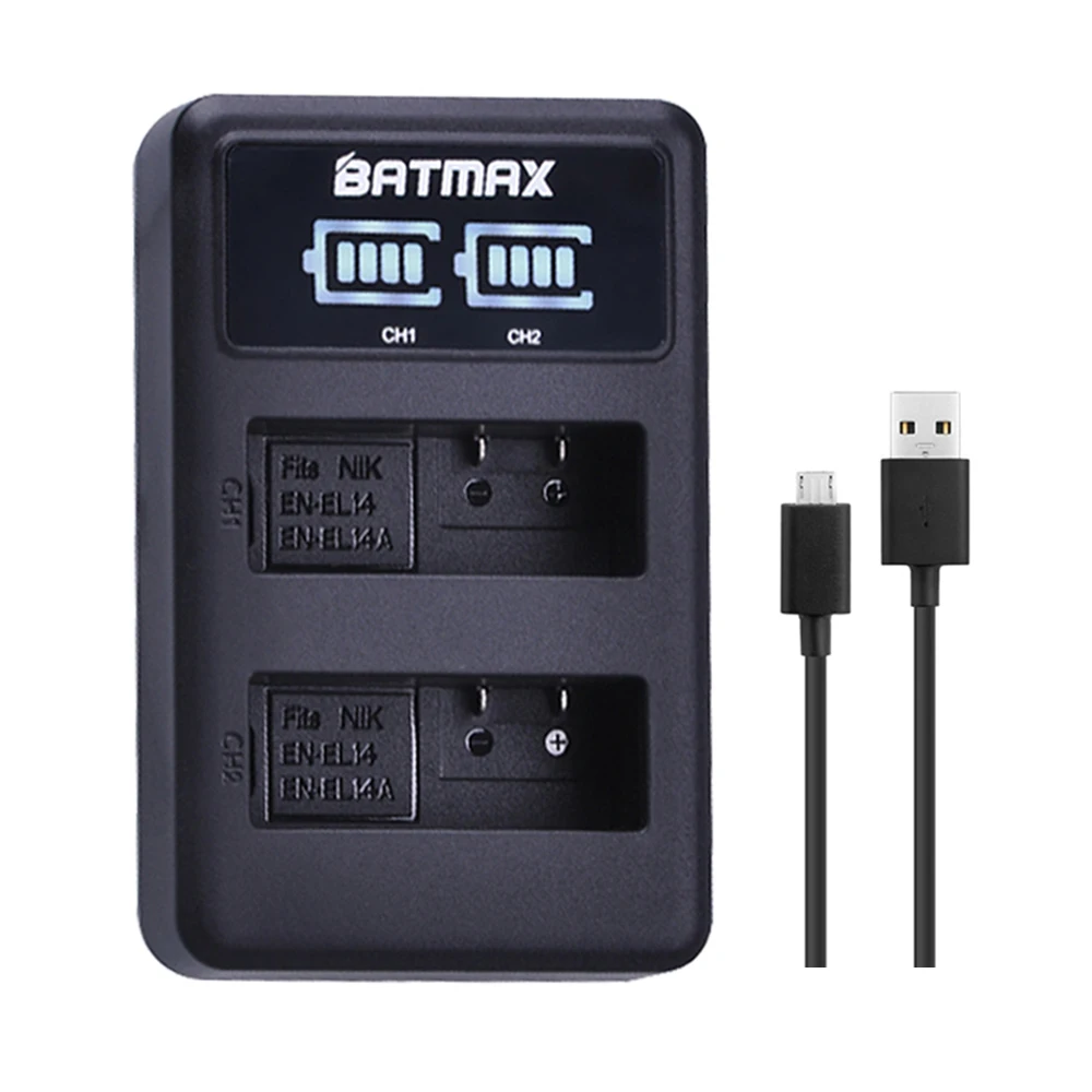 1 шт. светодиодный аккумулятор EN EL14a с двумя USB-портами для Nikon P7800 P7000 D5500 D5300 D5200 D3300