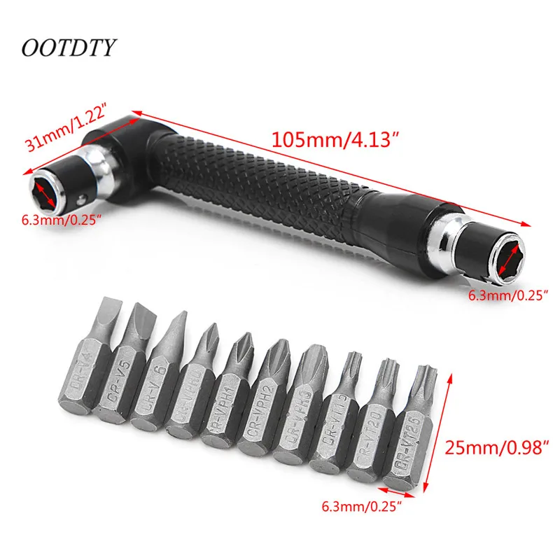 

OOTDTY 10 in 1 Socket Wrench Precision Screwdriver Set L-Head Twin Driver Set with Torx Angle in Shape and Little Flat