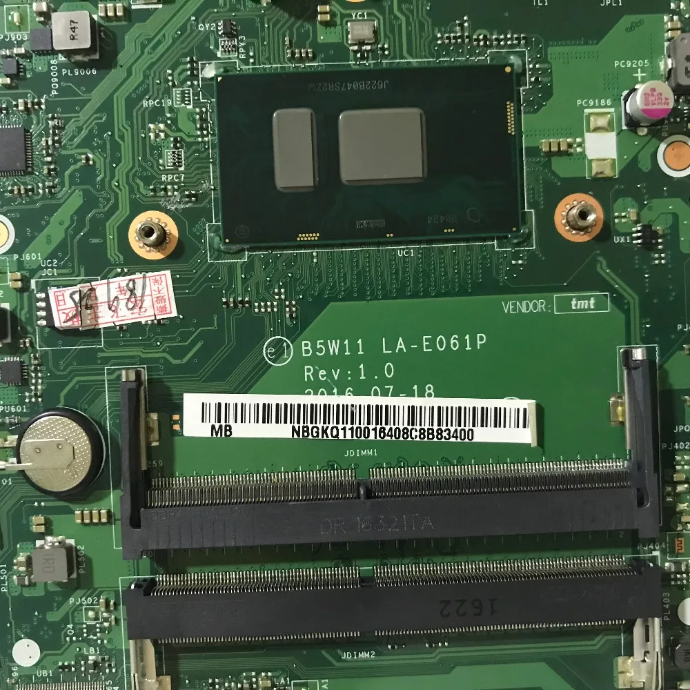 SZWXZY отлично подходит для ACER Aspire ES1-572 материнская плата ноутбука с SR2ZW I3-7100U NBGKQ11001