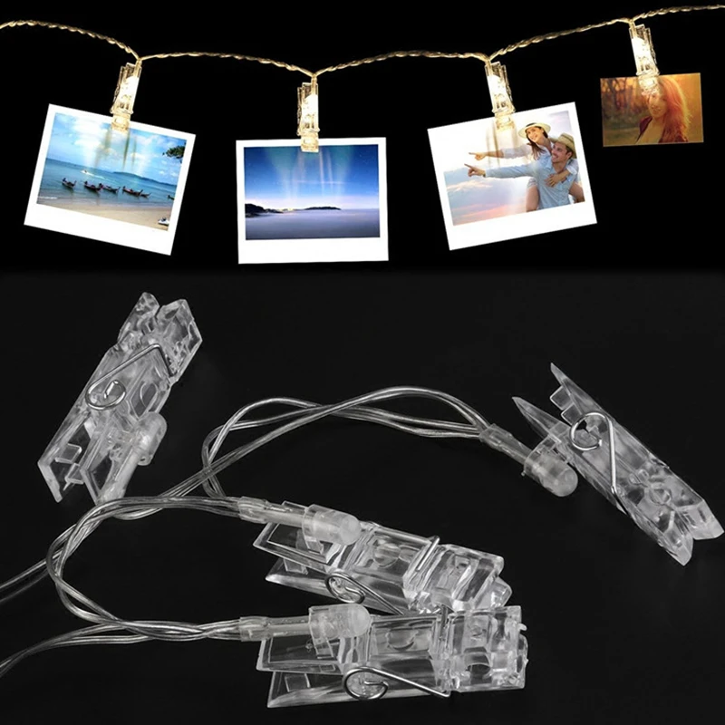 

1M 10LED Garland Card Photo Clip Led String Fairy Lights Battery Operated Christmas Holiday Wedding Valentines Home Decoration