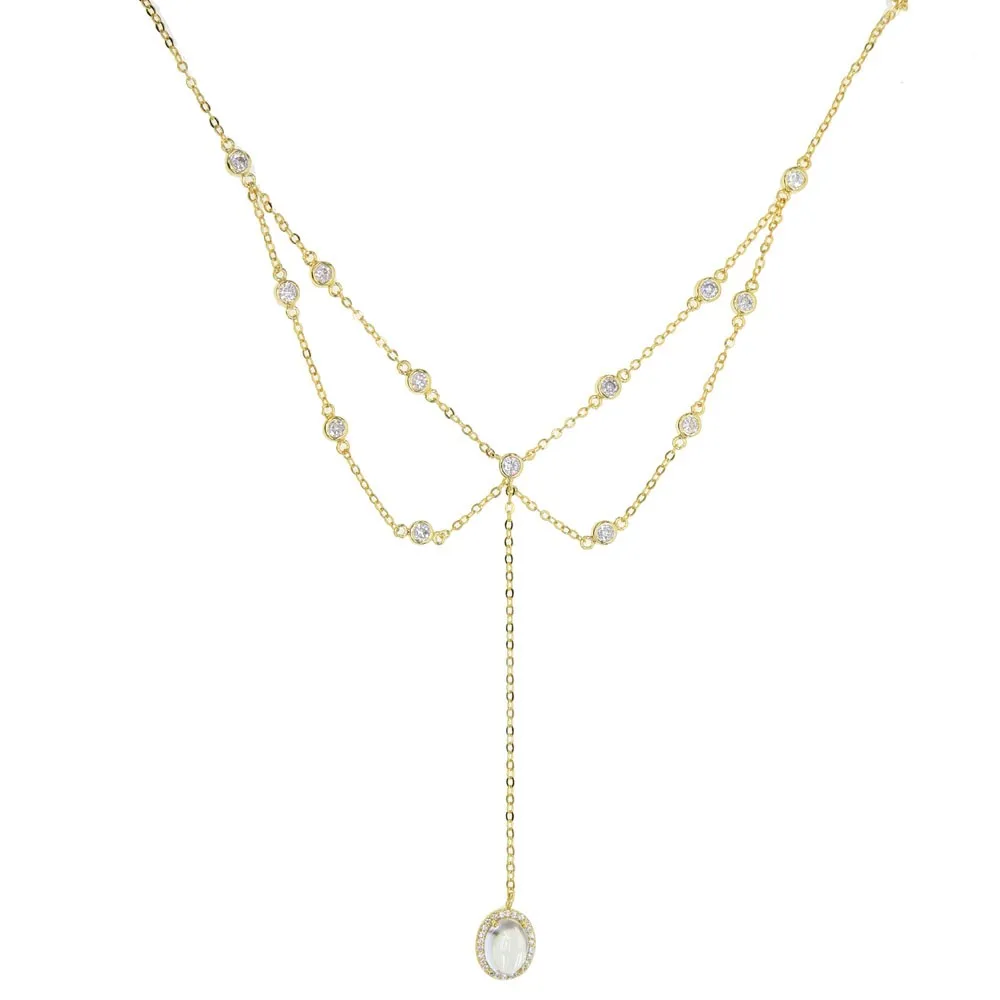 New choker necklace dainty chain gold color tear drop charm pendant W Long sexy for women jewelry | Украшения и аксессуары