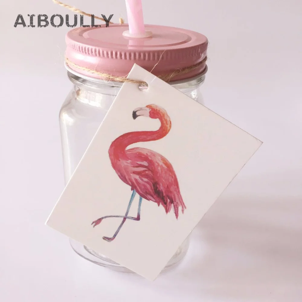 50 шт DIY Фламинго Птица бумажные бирки для подарков Рождество День рождения