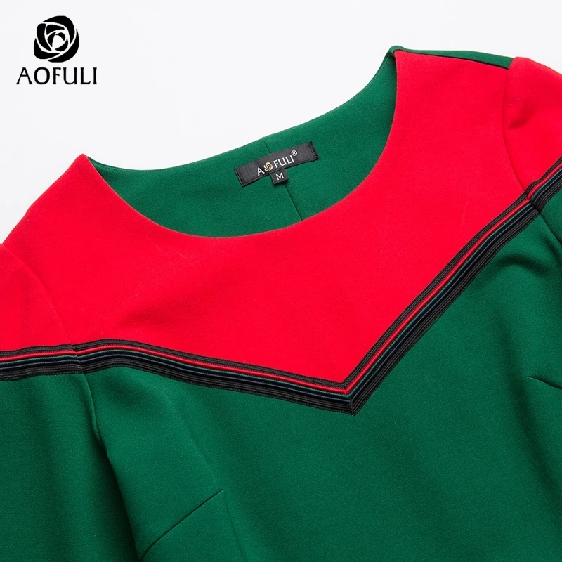 XL 2XL 5XL Ретро стиль лоскутное платье весна рукав три четверти ТРАПЕЦИЕВИДНОЕ
