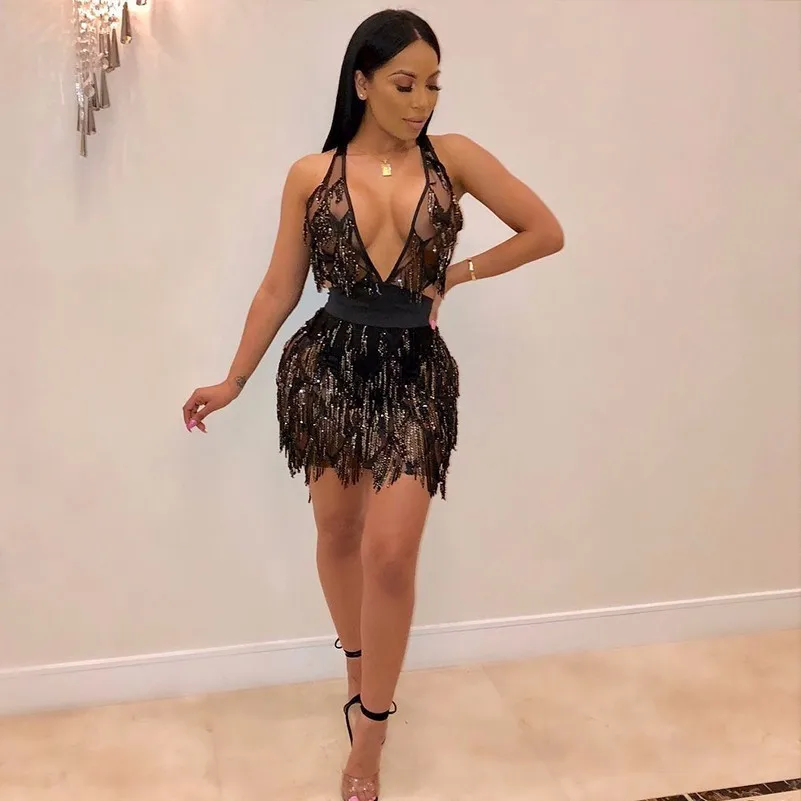 Серебряное платье с блестками блестящая мини женская одежда vestido бахрома