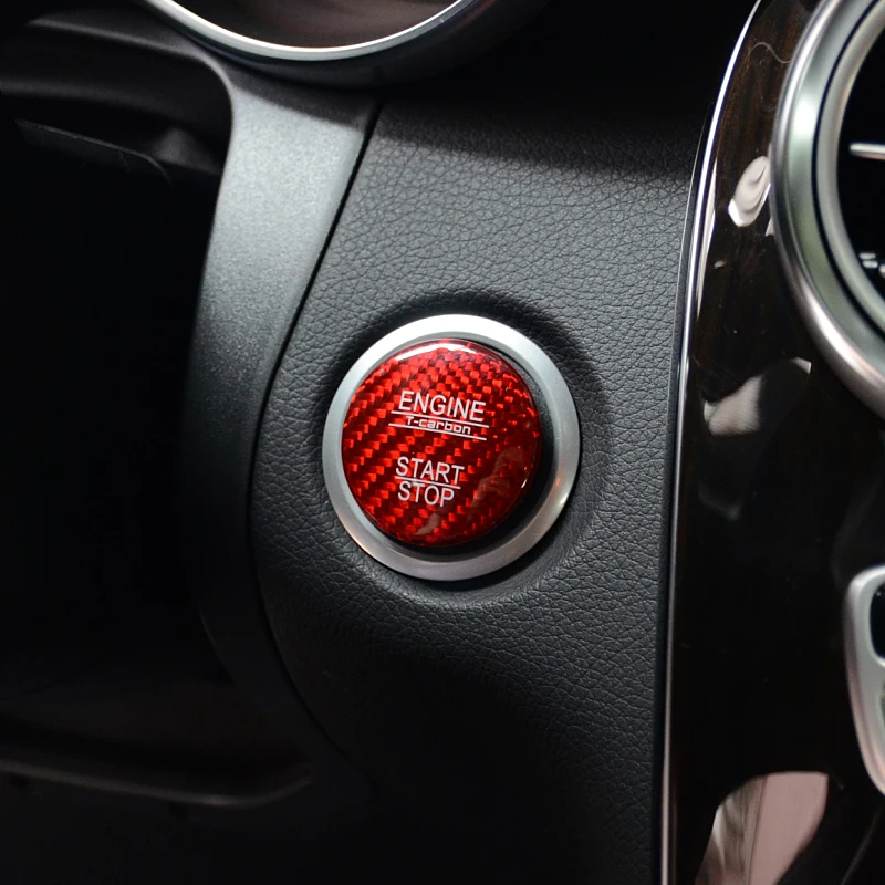 Декоративная накладка на кнопку пуска двигателя из углеродного волокна для Mercedes