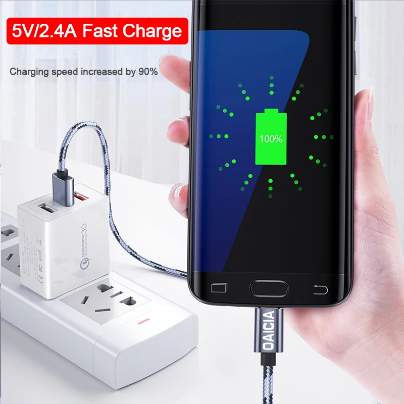 1 м 2 м Micro USB кабель для быстрой зарядки и зарядки для samsung Xiaomi Redmi Note 5 LG Android Microusb Кабели для мобильных телефонов