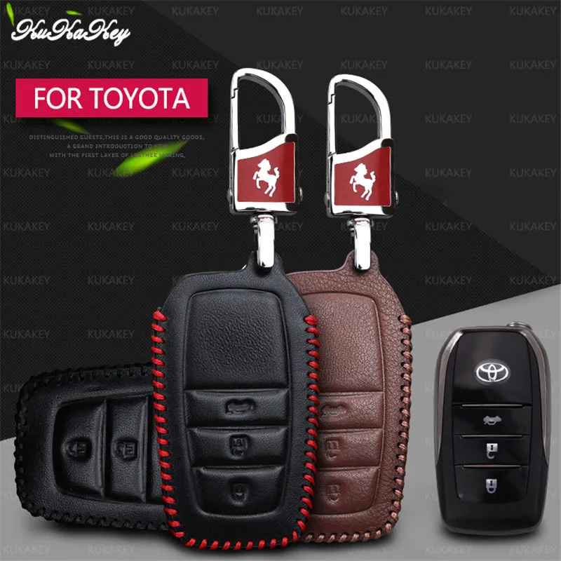 Чехол для ключей из натуральной кожи Toyota Crown Camry Highlander Remote автомобильного