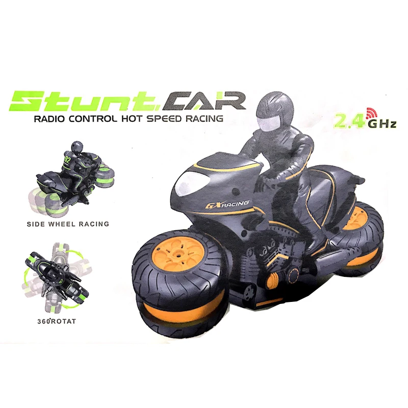 2,4 г RC Tumbling Stunt Car мотоцикл высокоскоростные бокового ряда Дрифт дистанционное управление игрушки, модели мотоциклов Мотор мальчики дети игрушки подарок