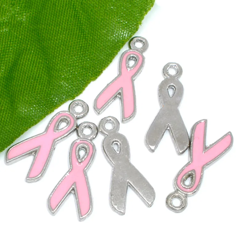 50 шт. Серебряный тон лента Эмаль осведомленности Талисманы Подвески