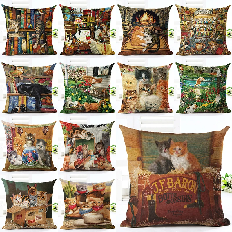 2016 новое поступление западный стиль милая Подушка с животными Almofadas льняная