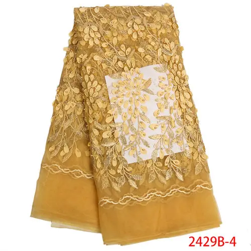 Нигерийская кружевная ткань высокое качество кружева африканский тюль кружевная ткань с 3D бисером французское Сетчатое кружево для свадебного платья XY2429B-1 - Цвет: picture 4