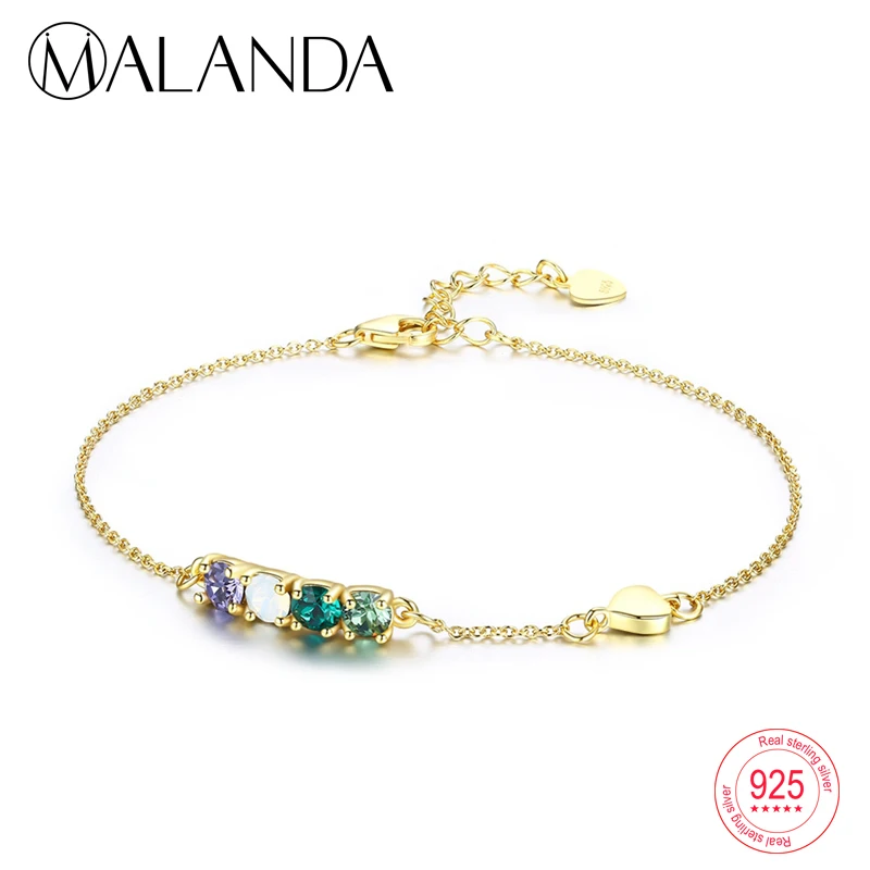 MALANDA Кристалл от Swarovski браслет браслеты стерлингового серебра 925 пробы золотой