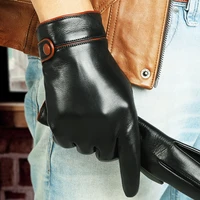 fashion adult men gloves top quality touchscreen wrist solid genuine leather goatskin winter glove plus velvet limited m034nc2