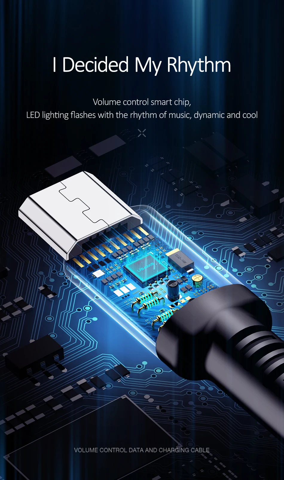 Micro USB кабель, USAMS регулятор громкости Быстрый Кабель зарядного устройства для samsung s7 s6 edge Светодиодная лампа Xiaomi Flash Cord кабель microusb