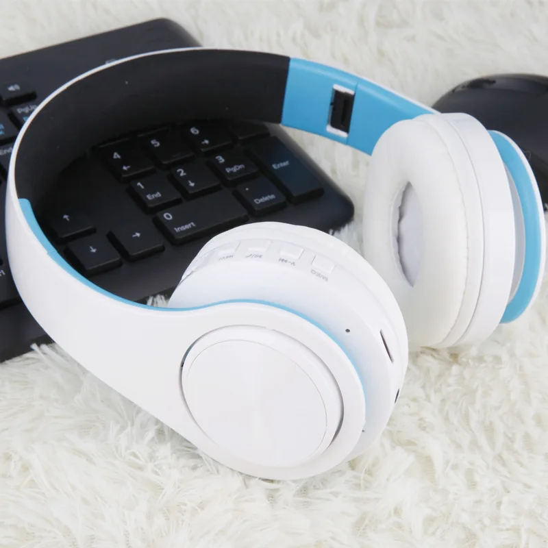 White Blue Новинка, Bluetooth гарнитура, наушники, беспроводные наушники с микрофоном, низкие басы, наушники для компьютера, мобильного телефона, спорта - Цвет: White Blue