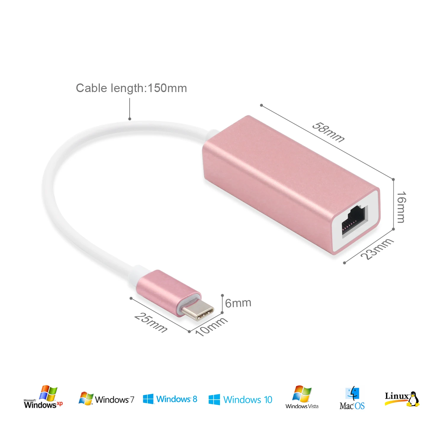 USB C Ethernet Алюминиевый usb type C для Rj45 сетевой карты RTS8152 для MacBook Pro Chromebook Pixel USB-C Rj45 Ethernet