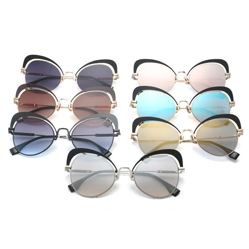 Oakshion Новая Мода Cat Eye Солнцезащитные очки для женщин Для Брендовая Дизайнерская