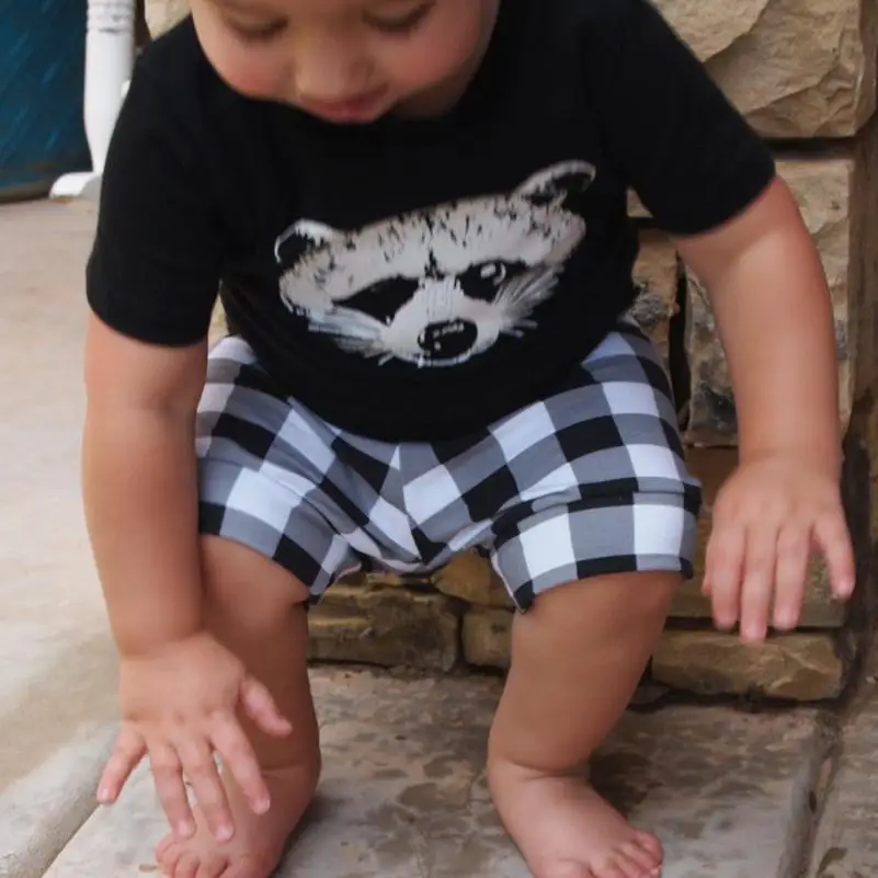 Toddler Baby Boy Fox T shirt Tops Plaid Shorts Pants Outfits Clothes Set Fashionable stylish comfortable August 8 | Детская одежда и