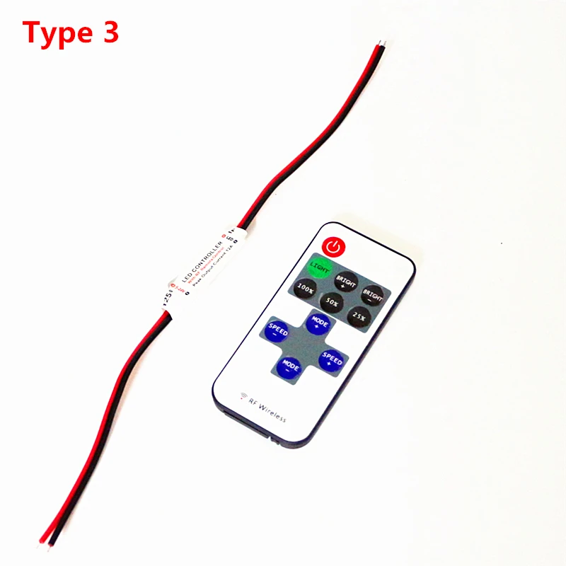 DC5 24V мини Одноцветный RGB Led диммер контроллер с беспроводным РЧ пультом