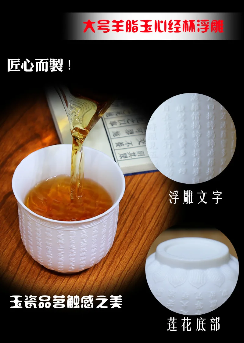 Высокое качество suet jade master cup белый фарфор Dehua керамическое сердце sutra Baifu чайный набор для дома