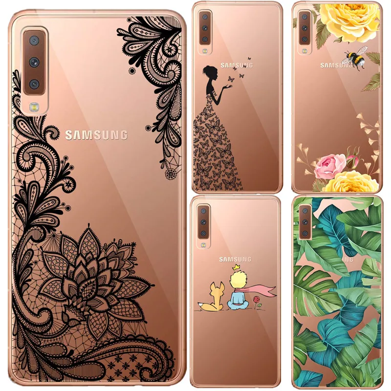 Мультяшные силиконовые чехлы для Samsung Galaxy A7 2018 цветные на заднюю панель A750 A750F 6 0