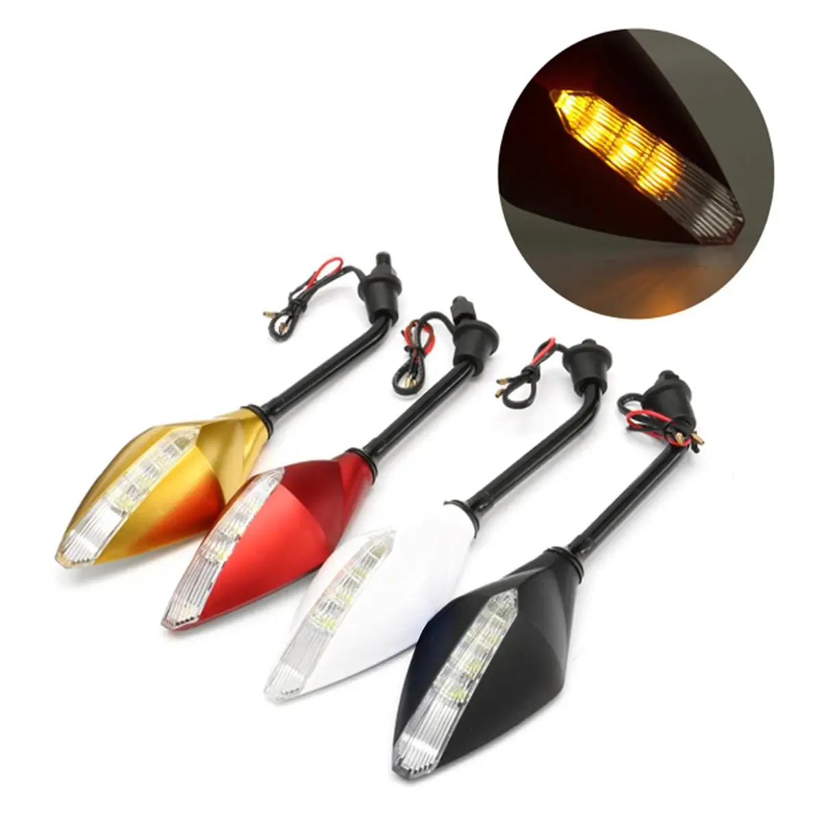 1 пара зеркал заднего вида мотоцикла мульти с цветным светодиодный поворотник моторы зеркала заднего вида