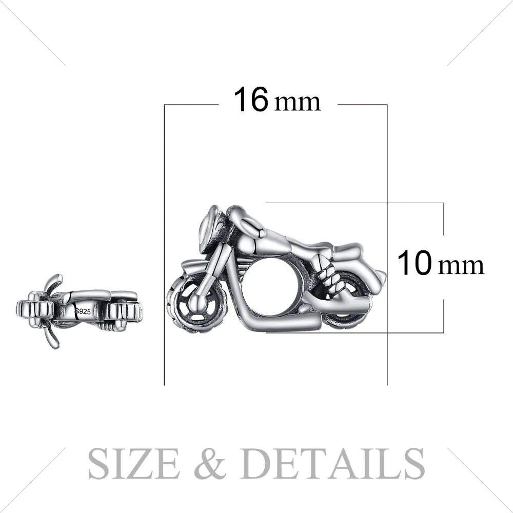 JewelryPalace Винтаж 925 пробы серебро подвеска &quotмотоцикл&quot Бусы Fit Браслеты для Для