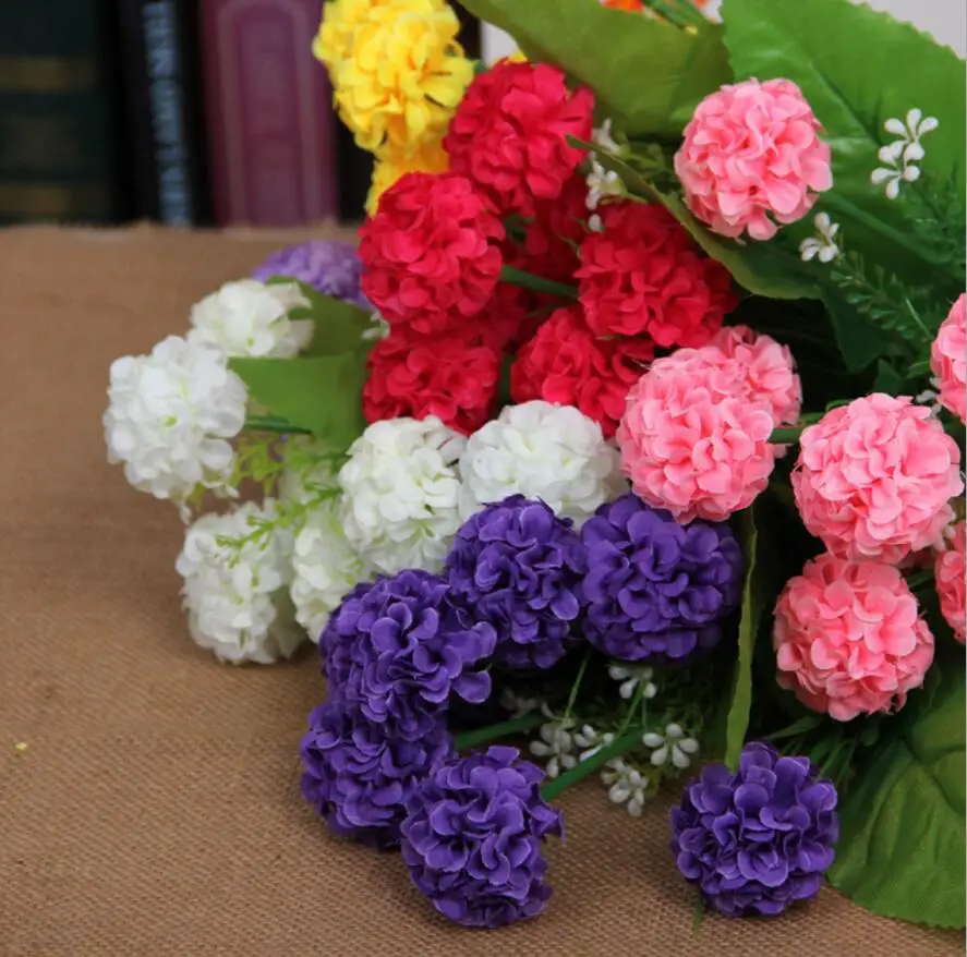 Искусственный шёлковый цветок гортензии с 8 головками 5 шт.|silk flower leaves|hydrangea silk