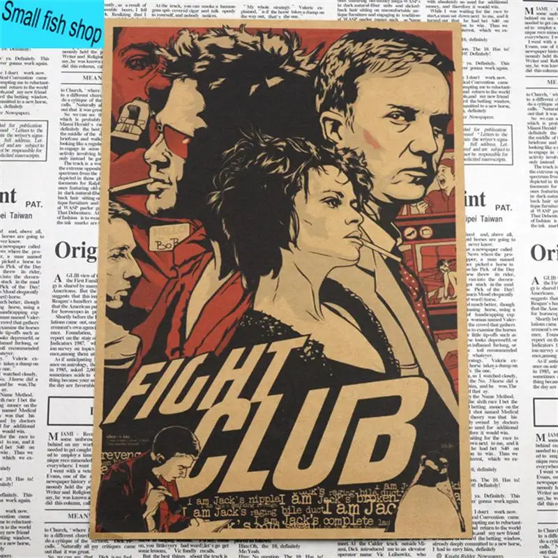 Бойцовский клуб Бреда Питта фильм плакат домашний интерьер украшения Крафт Фильм плакат рисунок core наклейки на стену