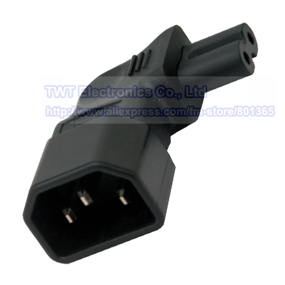 

Адаптер питания IEC 320 C14 с 3-контактным штекером на IEC C7 2-контактный угловой гнездовой адаптер питания, C14 на C7 угловой адаптер питания, 25 шт., бесплатная доставка