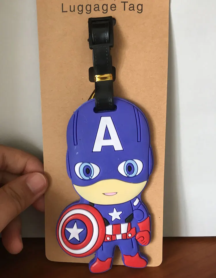 3 Marvel Капитан Америка ПВХ брелок Железный человек паук Невероятный Халк мягкая резиновая багажная бирка посадочный талон сумки бирки Висячие - Цвет: 3