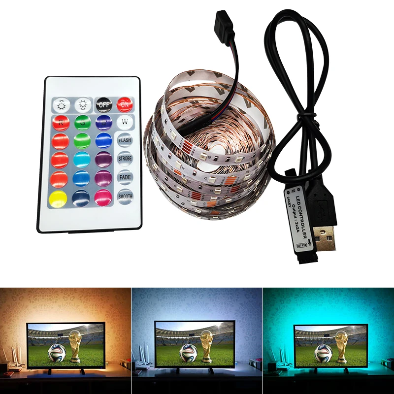 2 шт./лот USB Светодиодная лента RGB DC 5 В 2835 SMD кабель гибкая мощность лампа 1 м 3 4 ТВ