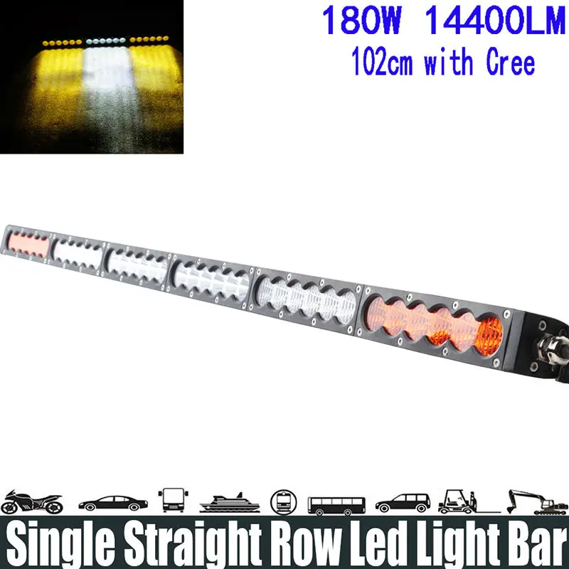 

180W 38" White Amber Yellow Single Row Led Light Bar Spot/Flood/Combo Beam Super Bright Led Light Bar Running Lights Headlight