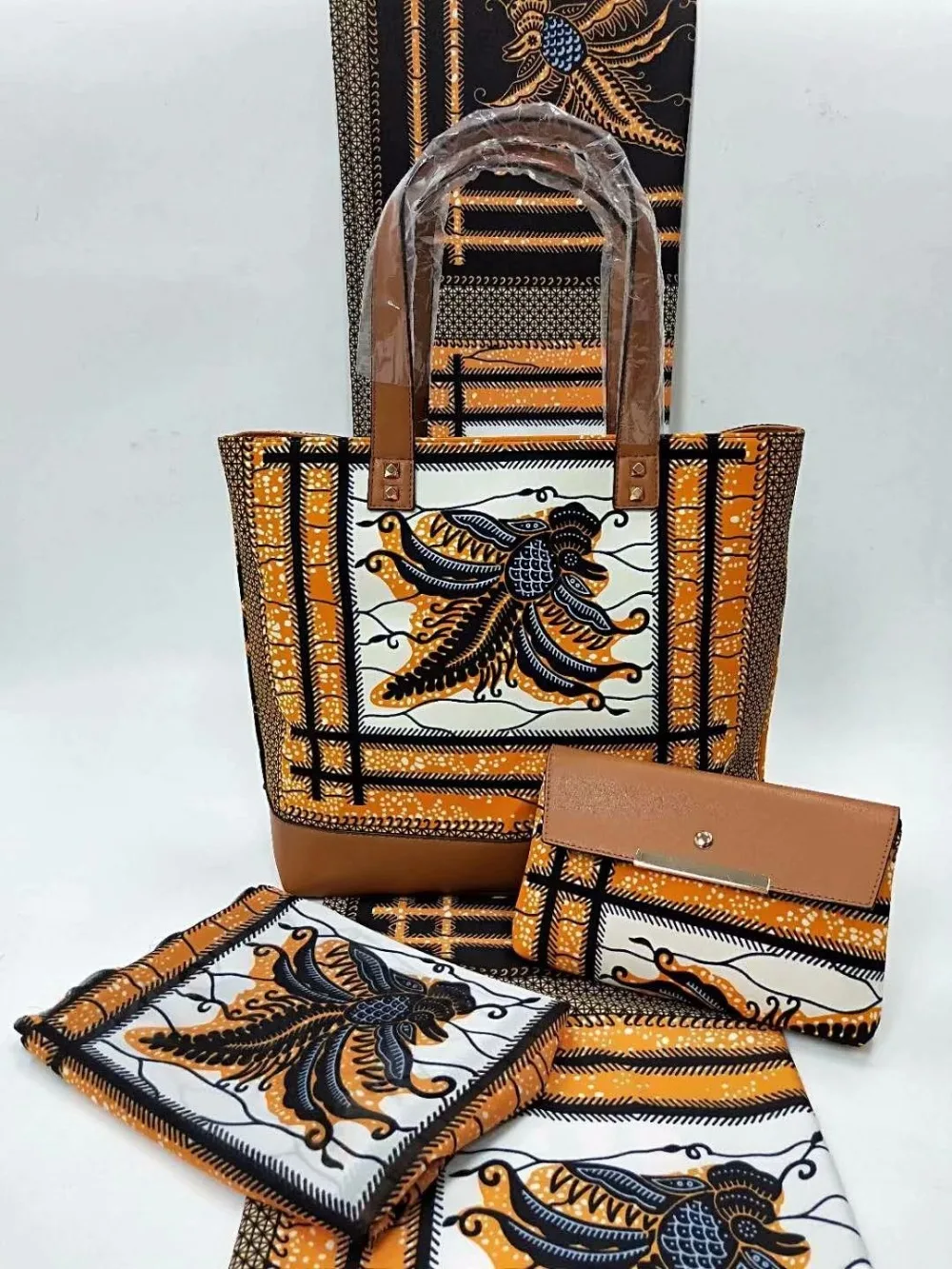 latest guinea brocade fabric stretch silk chiffon women handbag set ankara negerian real wax bag 4+2yard/lot005 | Дом и сад