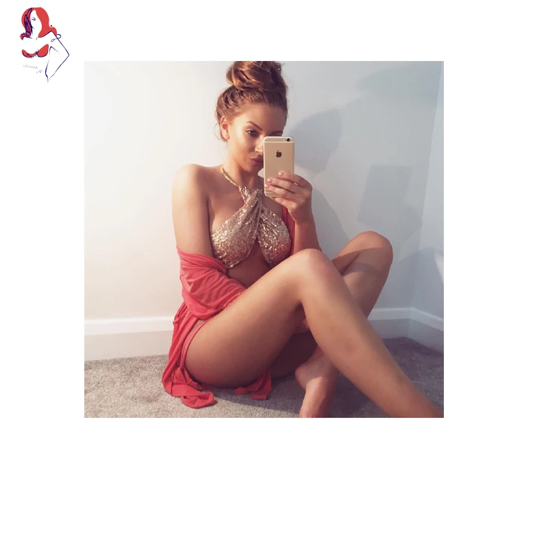 Учиха LQ Новый сексуальное бикини 2017 с высоким воротом блестками Bling Для женщин