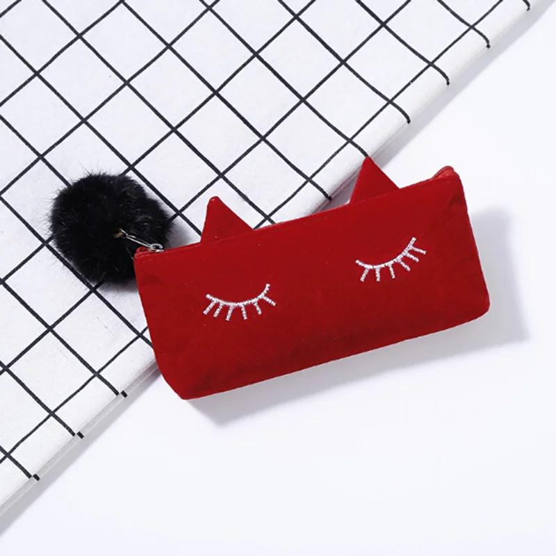 Симпатичная Дамская косметичка сумка на молнии с кошачьим ободком дорожная для