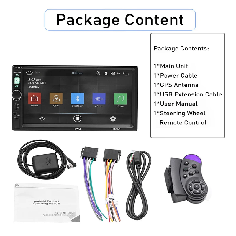 2 Din Android системы автомобильный мультимедийный плеер AM/FM стерео радио 7 дюймов