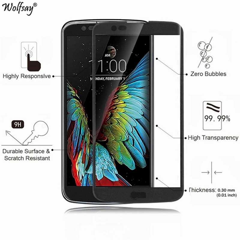 Wolfsay 1 шт. для стекла LG K10 Защитная пленка для экрана из закаленного стекла для LG K10 Lte K420N K430DS защитная пленка против царапин