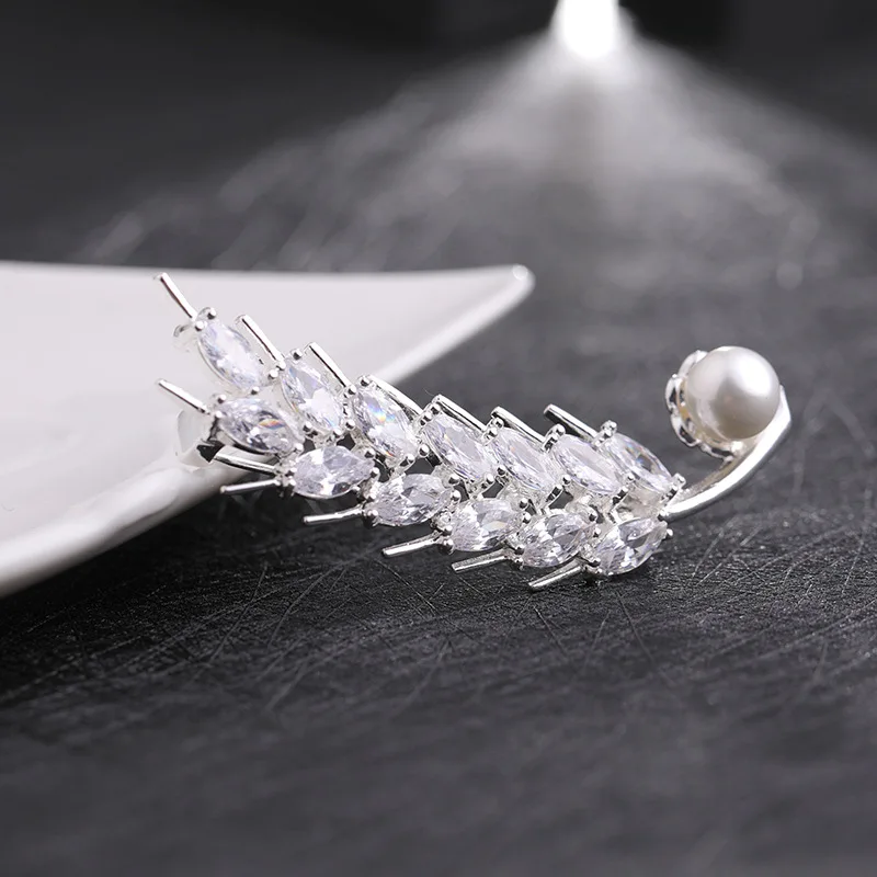 Высококачественная металлическая брошь в стиле ретро с инкрустацией пшеничной