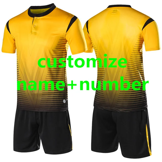 Custom name number Футбольные майки для детей и мужчин, набор футболок для футбола survetement, детские футболки для мальчиков с пуговицами, комплект тренировочной формы Futbol - Цвет: Custom name number