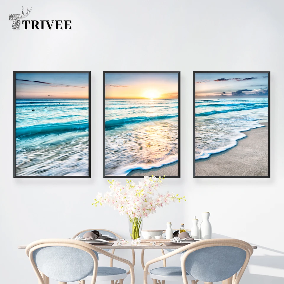 

Seascape Poster Wall Art Canvas Printings Scenery Painting Modern Artistic Pictures For Living Room Home Decorative Art Posters
