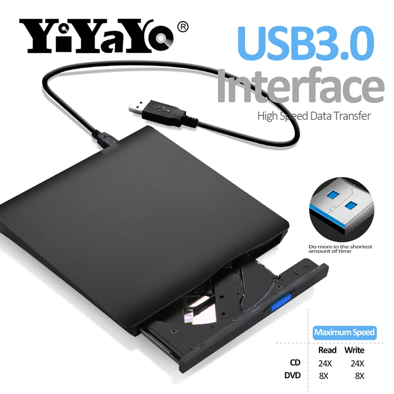 YiYaYo внешний тонкий DVD диск USB 2 0 DVD/CD-RW горелки CD/DVD Встроенная память плеер