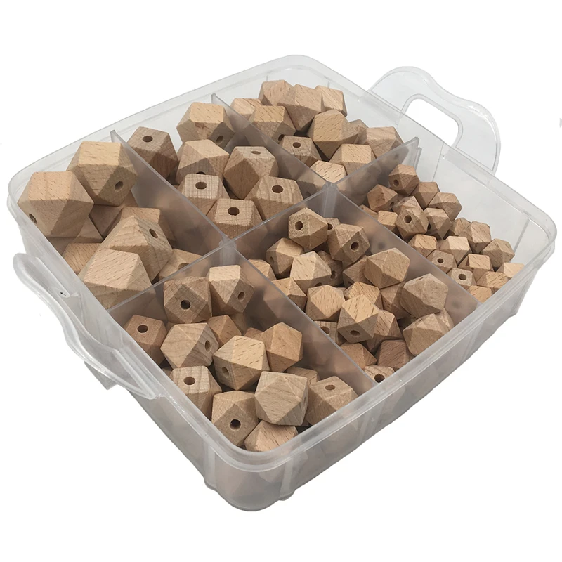 Деревянный Прорезыватель для зубов 2 коробки бук геометрические шестигранные