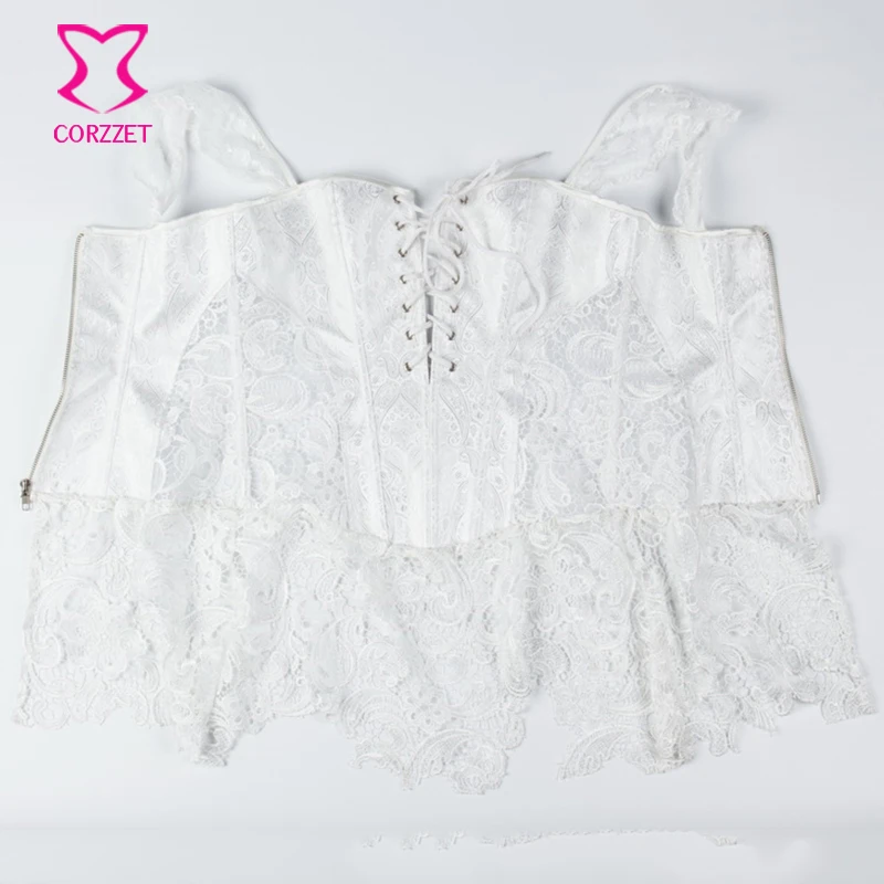 

Victorian White Floral Lace Wedding Sexy Corset Lingerie Corpetes e Corselet Plus Size Corsets And Bustiers Gothic Women Korset