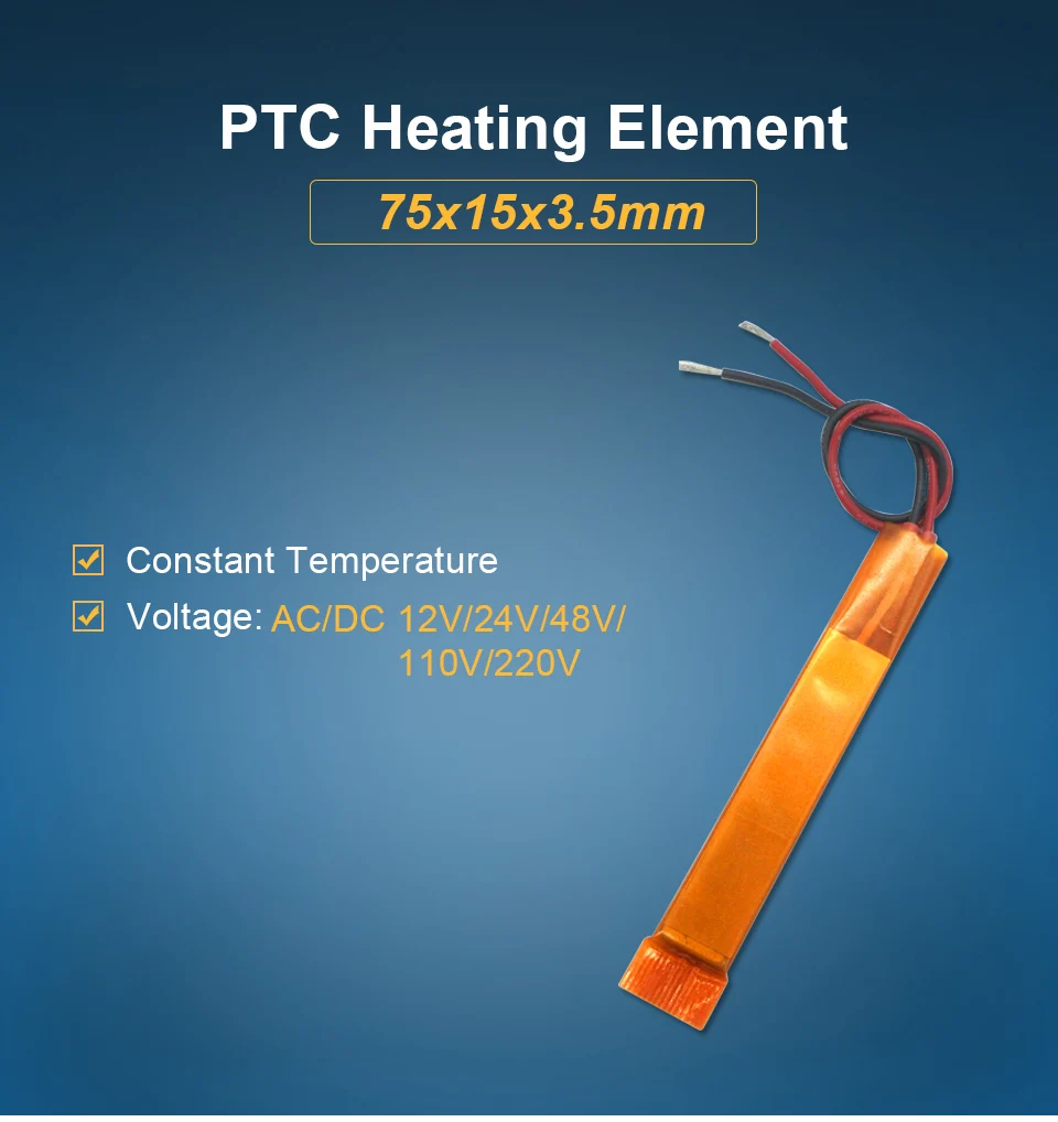 LJXH 2 шт. 75x15x3,5 мм AC24V/48 V/110 PTC пленка Нагревательный элемент 80/120/210 градусов термистор Керамика осушитель воздуха Электрический нагреватель пластины