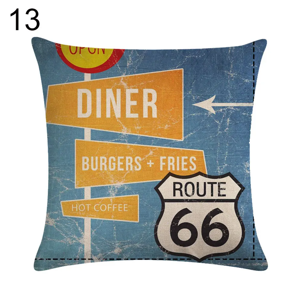 Винтажный двухсторонний наволочка 45*45 Route 66 наволочки льняные чехлы на подушки декоративные подушки Подушка для тела
