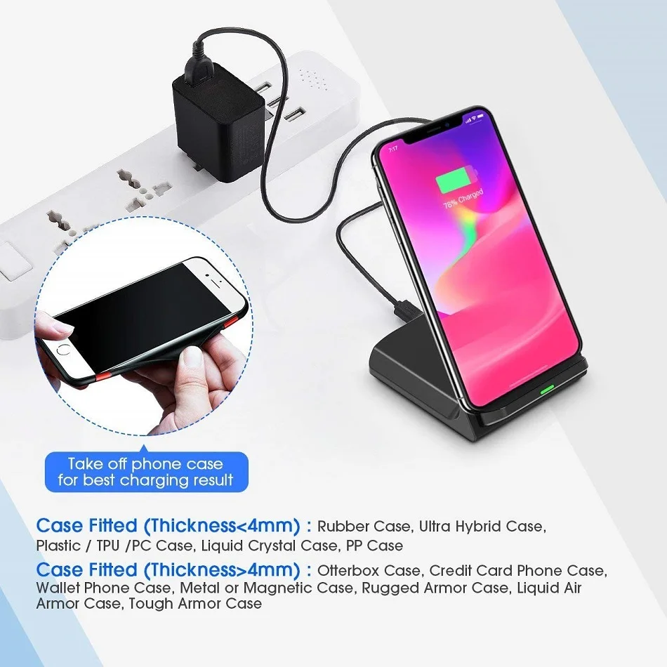 Беспроводное зарядное устройство Qi Совместимо с Samsung S9 S8 Plus Note 9 8 iPhone X XS Max XR