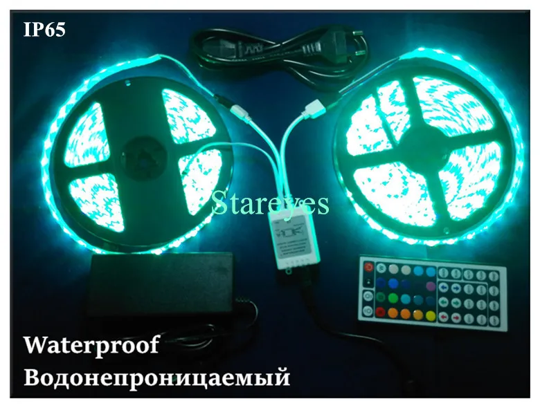1 комплект SMD 5050 60 светодиодный/м 5 м 10 м RGB Светодиодные ленты Non-Водонепроницаемый лента светильник вспышки светильник полосы+ 44-клавишный пульт+ Мощность адаптер